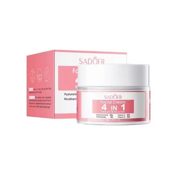 Sadoer Hyaluronic Acid Face Cream - 4 In 1 Whitening, Nourishing, Firming, Anti-Wrinkle with Vitamin C and E - MAT Beauty