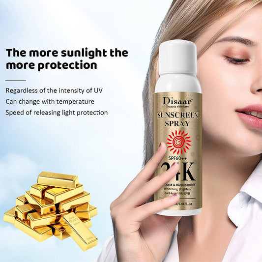 Disaar 24K SPF60 Tinted Sunscreen Spray 160ml - Anti-UV, Long-lasting, Sweatproof Protection - MAT Beauty
