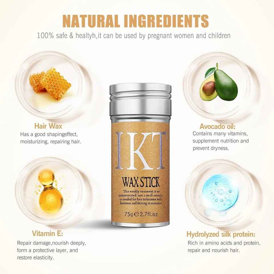 IKT Hair Wax Stick for Wigs, Edge Control Slick Stick Hair Pomade 2.7Oz Stick Non Greasy Styling Wax, Temporary Hair Styling Product For Edge Frizz Hair Pocket Size