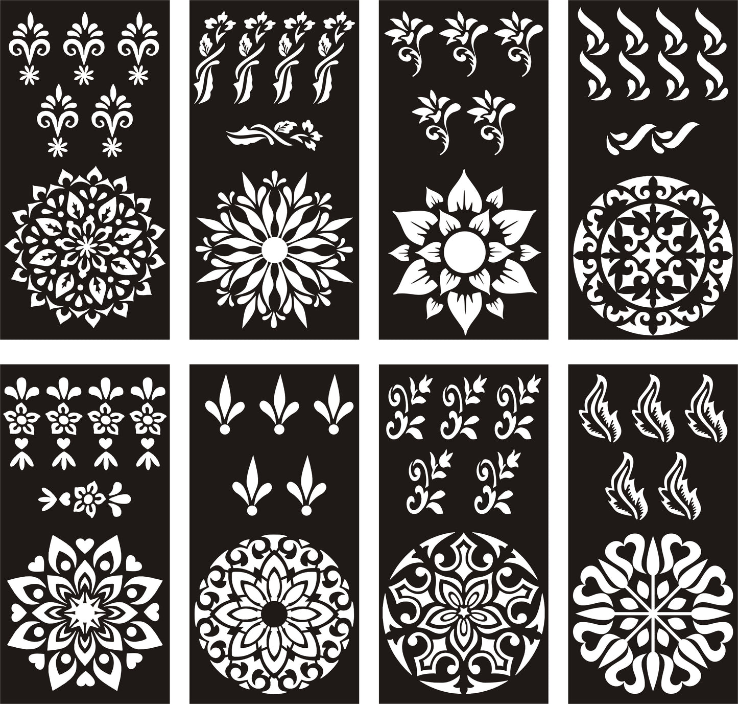 Pack of 8 Henna Mehndi Stencil Stickers for Stunning Body Art - MAT Beauty
