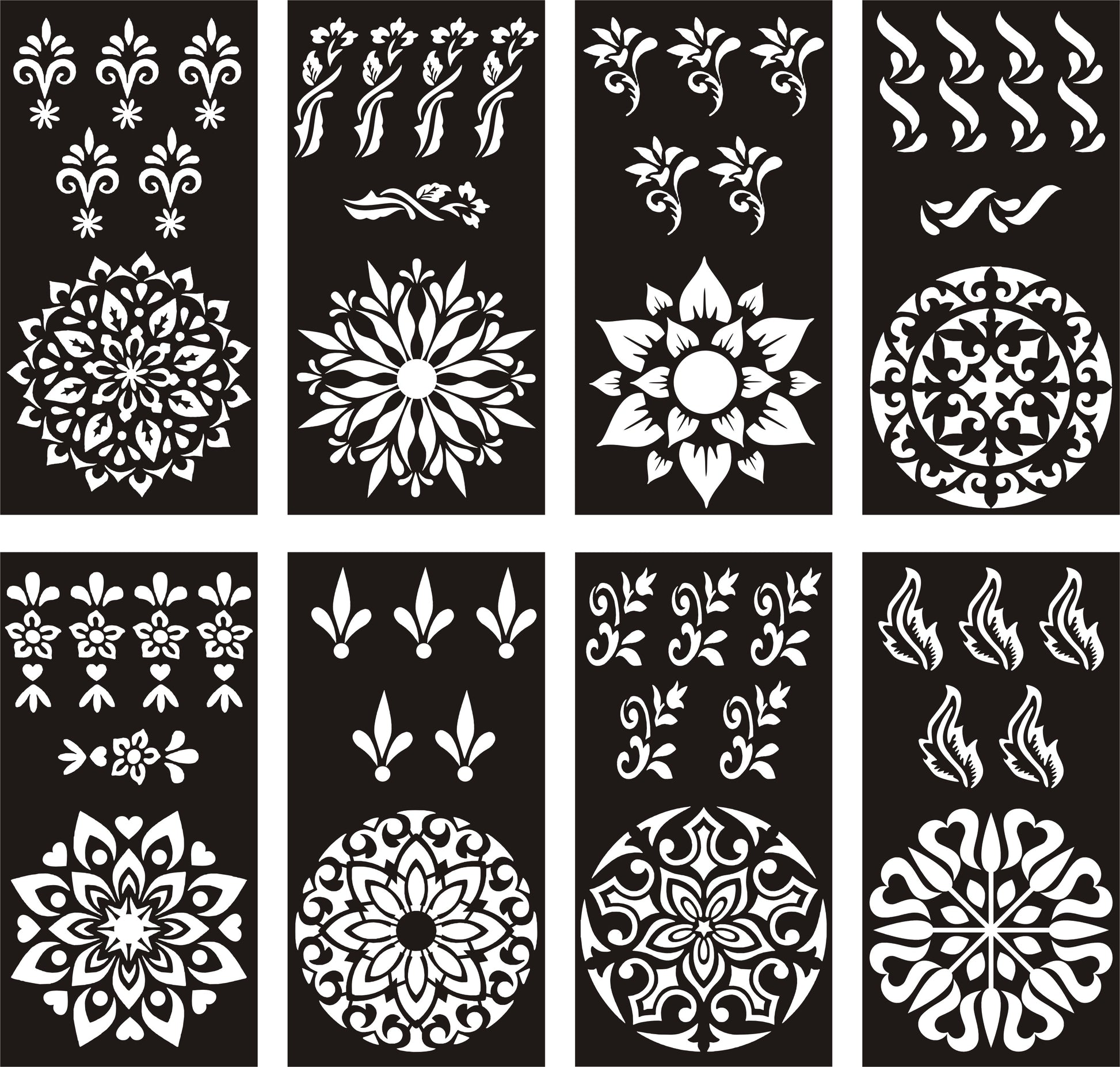 Pack of 8 Henna Mehndi Stencil Stickers for Stunning Body Art - MAT Beauty