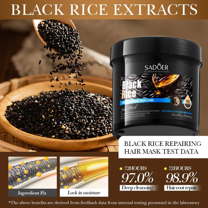 SADOER Black Rice Hair Mask 500gm for Smooth Repairing Hair - MAT Beauty