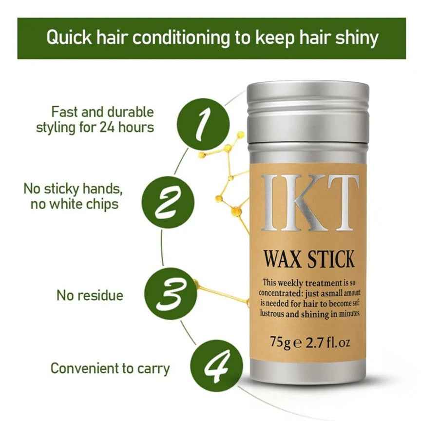 IKT Hair Wax Stick for Wigs, Edge Control Slick Stick Hair Pomade 2.7Oz Stick Non Greasy Styling Wax, Temporary Hair Styling Product For Edge Frizz Hair Pocket Size