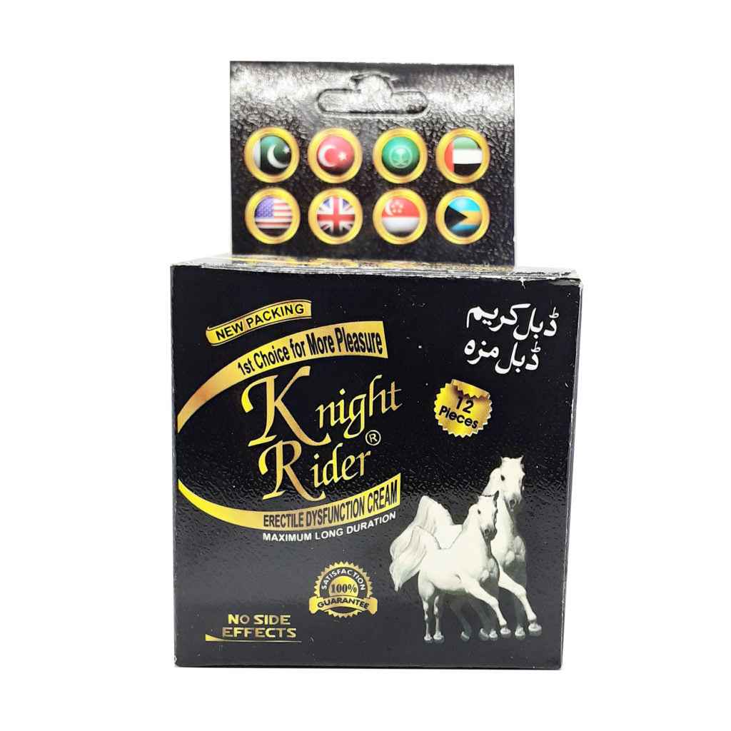 Pack of 12 Knight Rider Delay Condom with Cream for Extended Pleasure