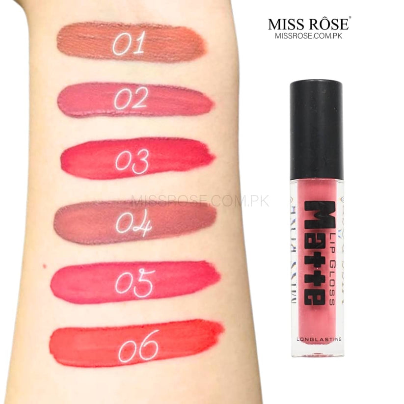 MISS ROSE Matte Lip Gloss Black - Long-Lasting, Rich Pigment Formula - MAT Beauty