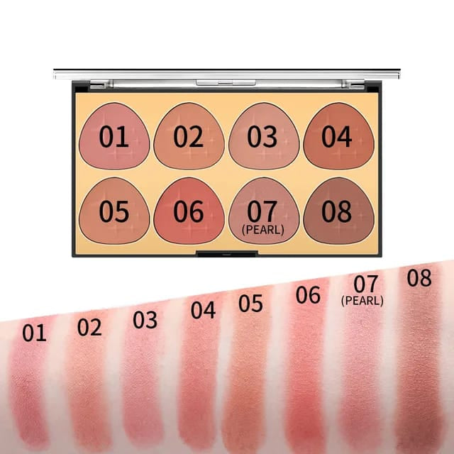 Miss Rose Blusher Palette - 8-Color Blusher for Radiant Cheeks - MAT Beauty