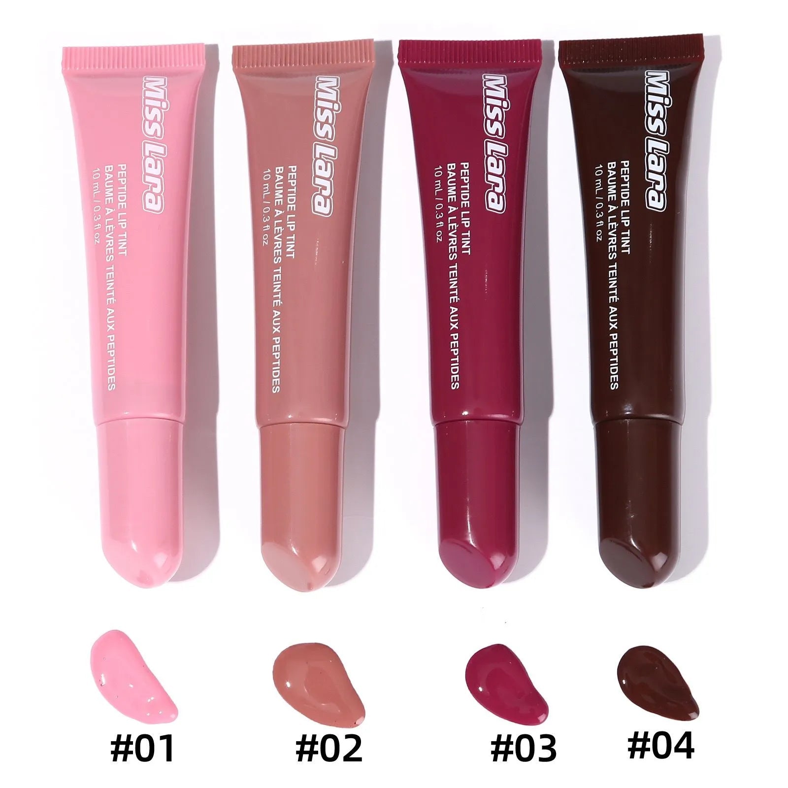 Pack of 4 Miss Lara Peptide Lip Tint Plumping Gloss 4Pcs Set - MAT Beauty