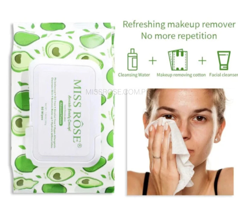 Miss Rose Avocado Facial Wipes for Effortless Cleansing and Radiant Skin - MAT Beauty