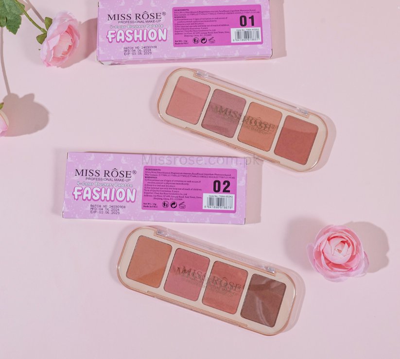 Miss Rose Blush Palette - 4-Color Butter Blend Blush Collection - MAT Beauty