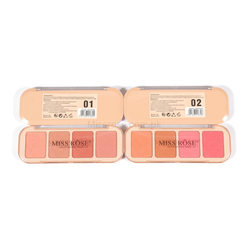 Miss Rose Blush Palette - 4-Color Butter Blend Blush Collection - MAT Beauty