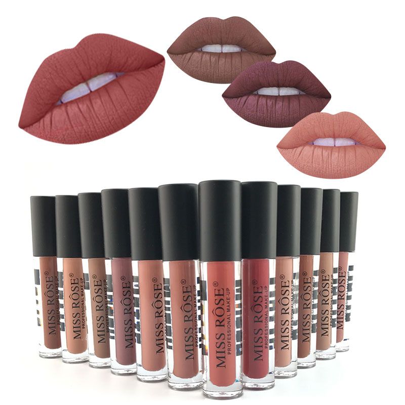 MISS ROSE Matte Lip Gloss Black - Long-Lasting, Rich Pigment Formula - MAT Beauty