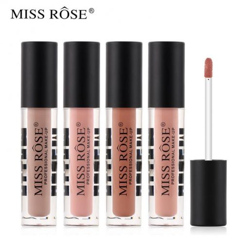 MISS ROSE Matte Lip Gloss Black - Long-Lasting, Rich Pigment Formula - MAT Beauty