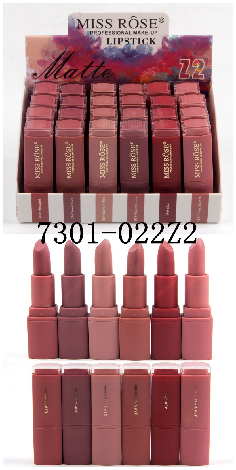 MISS ROSE Matte Waterproof Lipsticks - Set of 6 Long-Lasting Shades - MAT Beauty