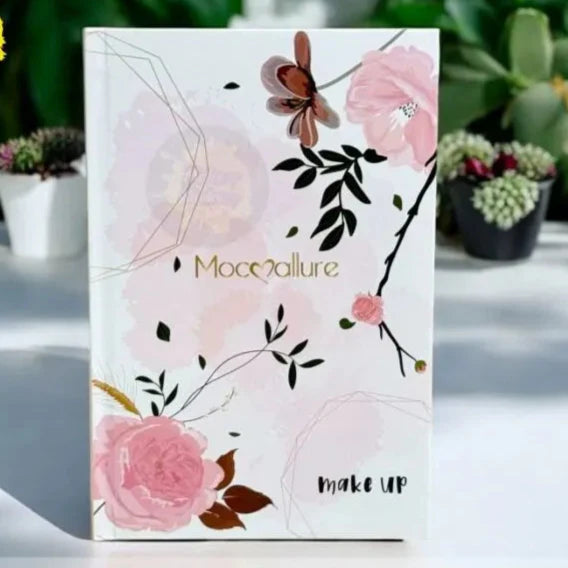 Mocallure 4in1 Makeup Palette - Cosmetic Makeup Book with Eyeshadow, Highlighter, Blusher, and Concealer in Pink Flower Design - MAT Beauty