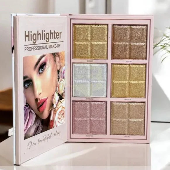 Mocallure 4in1 Makeup Palette - Cosmetic Makeup Book with Eyeshadow, Highlighter, Blusher, and Concealer in Pink Flower Design - MAT Beauty