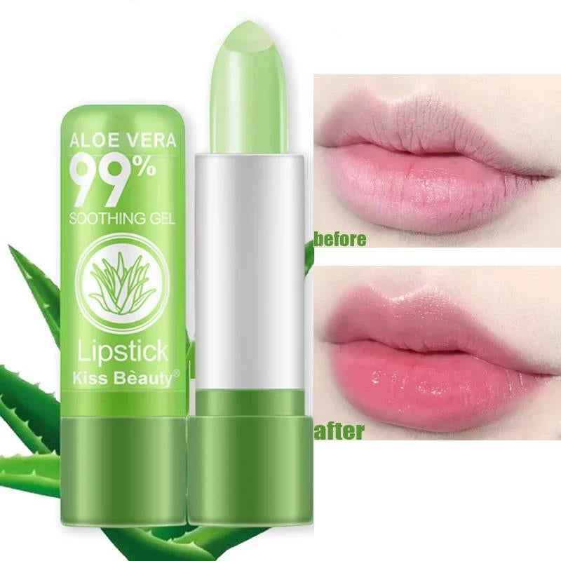 Aloe Vera Color Changing Lipstick Is Not Easy To Fade Lipstick Long Lasting Moisturizing Temperature Color Lip Balm Multiples pack