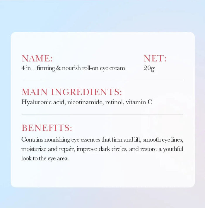 SADOER Eye Cream 4 in 1 Roll-on Moisturizing Serum for Dark Circles, Eye Bags, and Firming - MAT Beauty