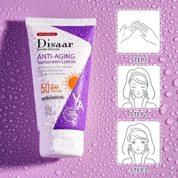 Disaar Anti-Aging Sunscreen Cream SPF50 80g Nicotinamide Retinol Vitamin A Uv Protection Lotion Anti-Oxidant High Sun Protection - MAT Beauty
