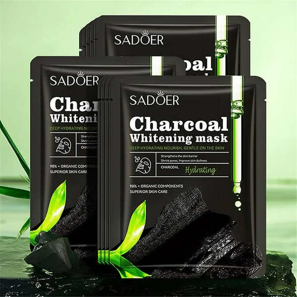 Sadoer Charcoal Whitening Facial Sheet Mask for Radiant Skin - MAT Beauty