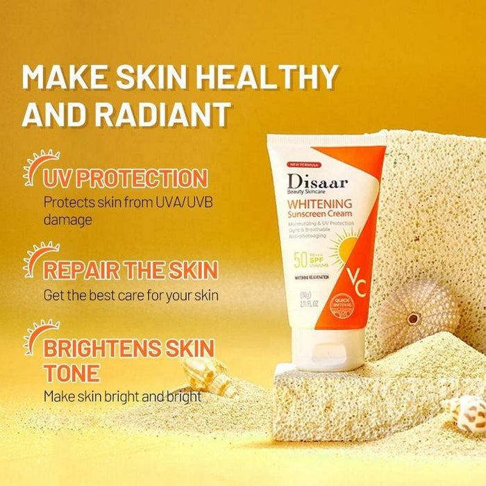 Disaar Vitamin C Sunscreen Cream SPF50 with Retinol & Nicotinamide - 80g Uv Protection Lotion - MAT Beauty