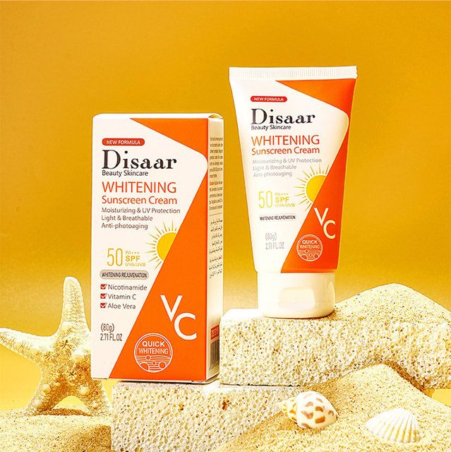 Disaar Vitamin C Sunscreen Cream SPF50 with Retinol & Nicotinamide - 80g Uv Protection Lotion - MAT Beauty