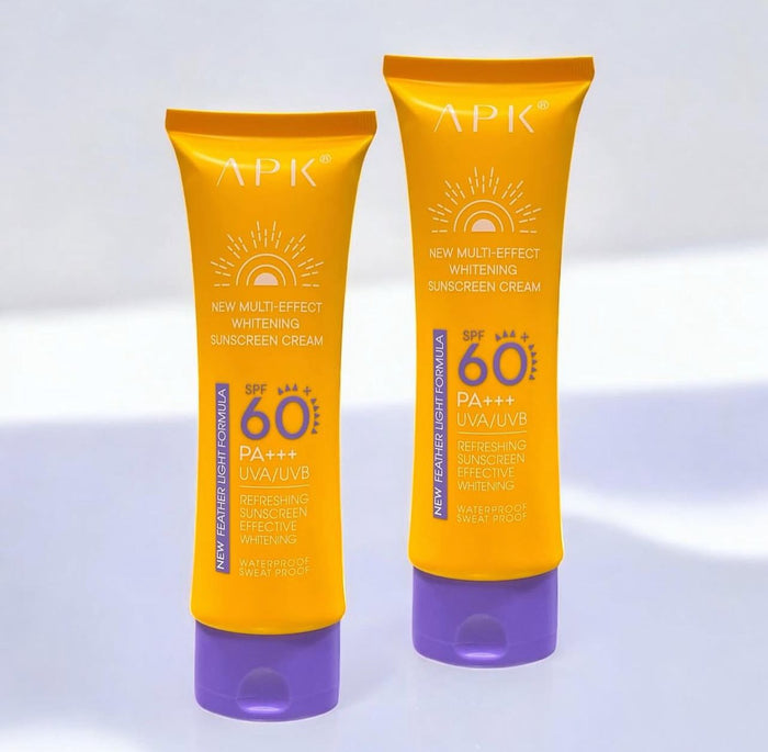 APK SPF 60 New Feather Light Formula PA+++ Whitening Sunscreen Cream | Waterproof & Sweatproof UVA/UVB Protection 100g - MAT Beauty