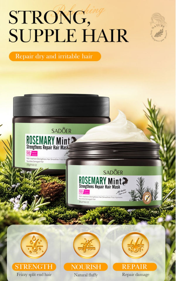 Sadoer Rosemary Mint Hair Mask 250g for Strengthening and Repairing Hair - MAT Beauty
