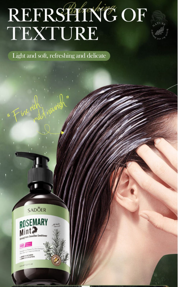Sadoer Rosemary Mint Hair Conditioner - Strengthening, Hydrating & Smoothing Formula for Dull, Dry, Damaged Hair - MAT Beauty