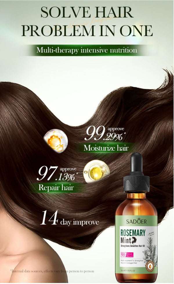 SADOER Strengthening Hair Oil with Mint and Rosemary – 55ml - MAT Beauty