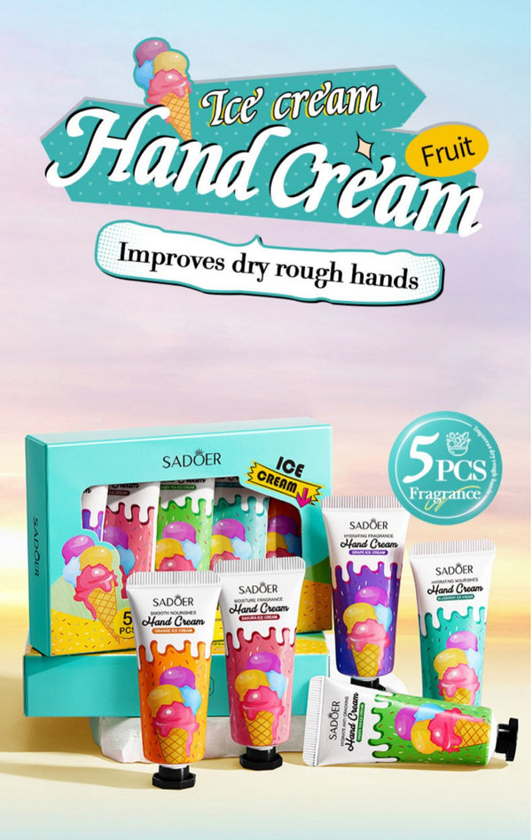 Sadoer Ice Cream Hand Cream Set – 5pcs Nourishing and Smoothing Hydrating 20g Each - MAT Beauty