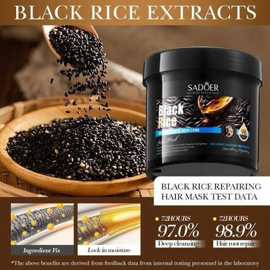 SADOER Black Rice Hair Mask 500gm for Smooth Repairing Hair - MAT Beauty
