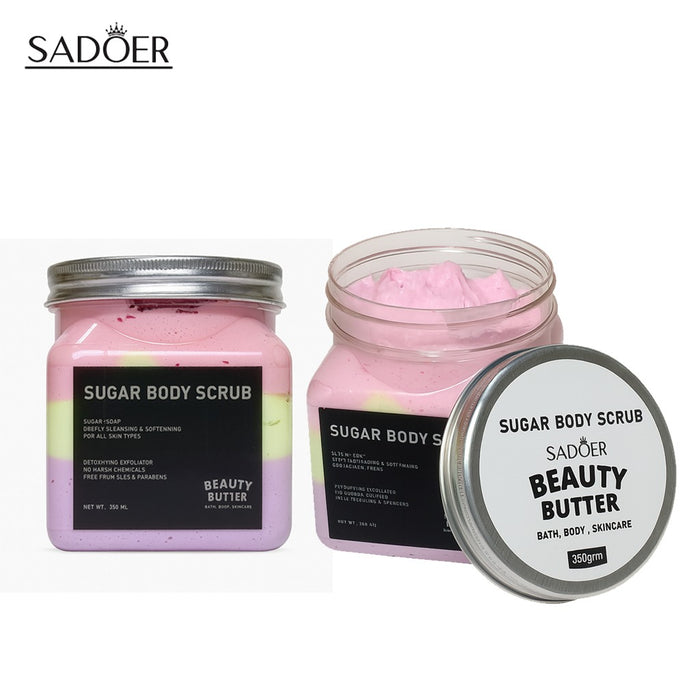 SADOER Sugar Body Scrub Beauty Butter 350ml for Glowing Skin - MAT Beauty