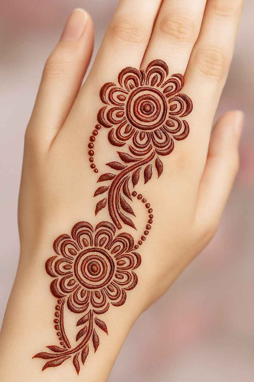 Elegant Floral Henna Stencil – Back Hand Design - MAT Beauty