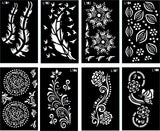 Pack of 8 Henna Mehndi Design Stencils for Beautiful Hands - MAT Beauty