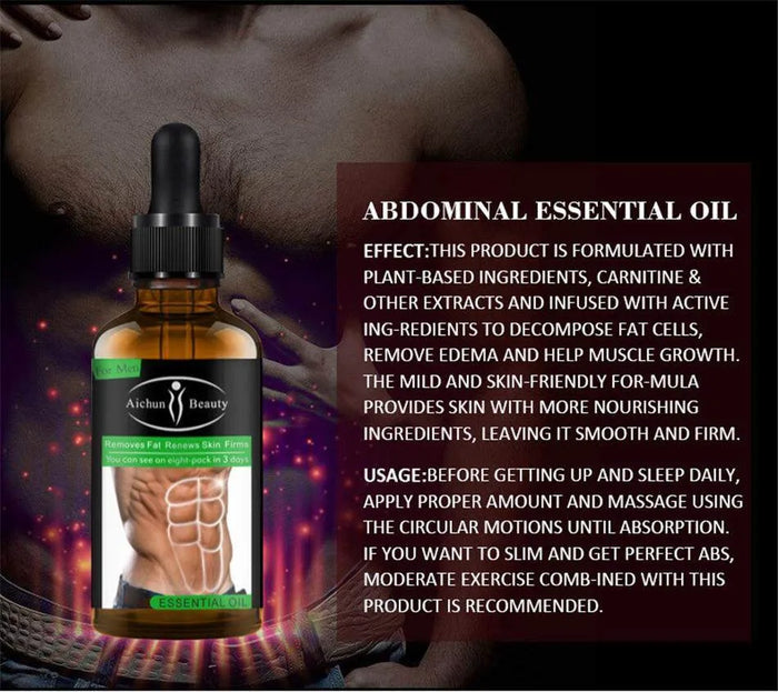 Aichun Beauty Eight Pack Abdominal Oil for Weight Loss - Strong Belly Burning Muscle Fat Remover and Skin Renewal Slimming Oil for Men - MAT Beauty