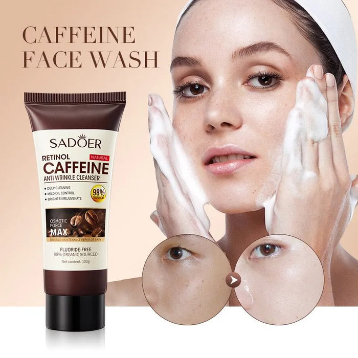 Sadoer Facial Cleanser - Anti-Wrinkle Foam Deep Cleaning & Moisturizing Oil Control with Caffeine, 100g SD01499 - MAT Beauty