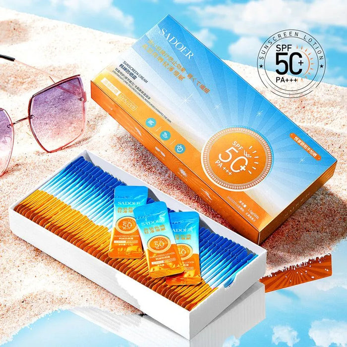 Sadoer Sunscreen Strips SPF50+ - Portable Pack of 50 for Facial UV Protection for Girls and Women - MAT Beauty