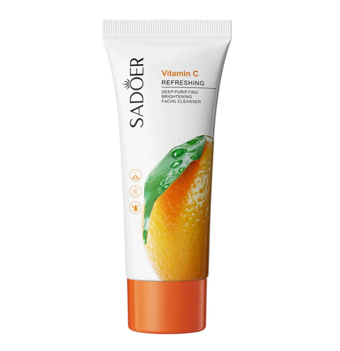 Sadoer Vitamin C Facial Cleanser - Refreshing Whitening & Brightening Cleansing Foam Face Wash 100g - MAT Beauty
