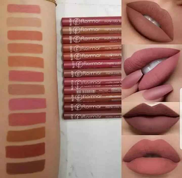 Flormar Matte Lipstick Pencil Set – Pack of 12 Shades