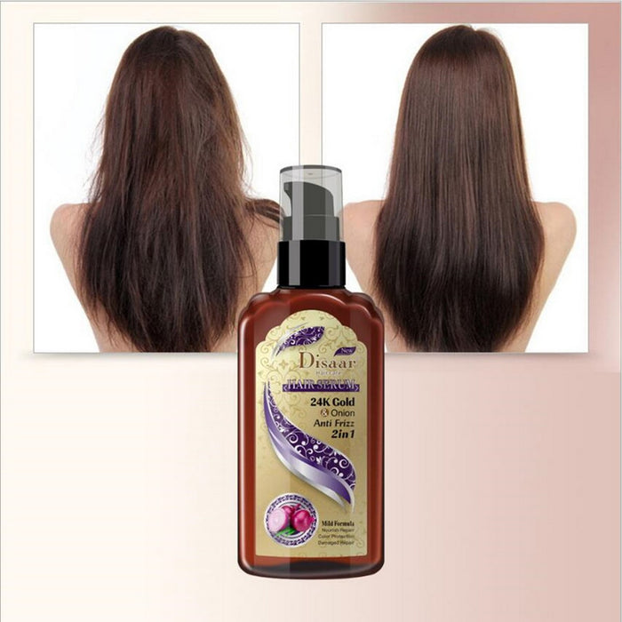 DISAAR 24K Gold Onion Hair Serum 120ml - Anti-Frizz 2 in 1 Solution for Smooth Hair - MAT Beauty