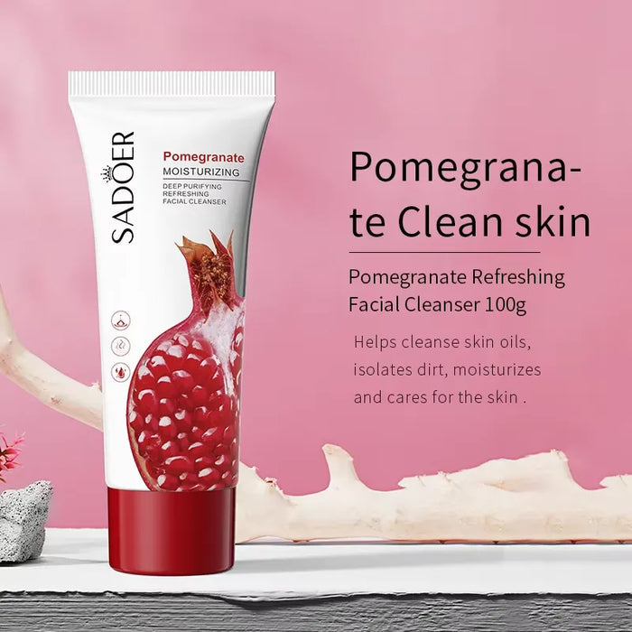 SADOER Pomegranate Facial Cleanser - Moisturizing Cleansing Foam Face Wash 100g - MAT Beauty