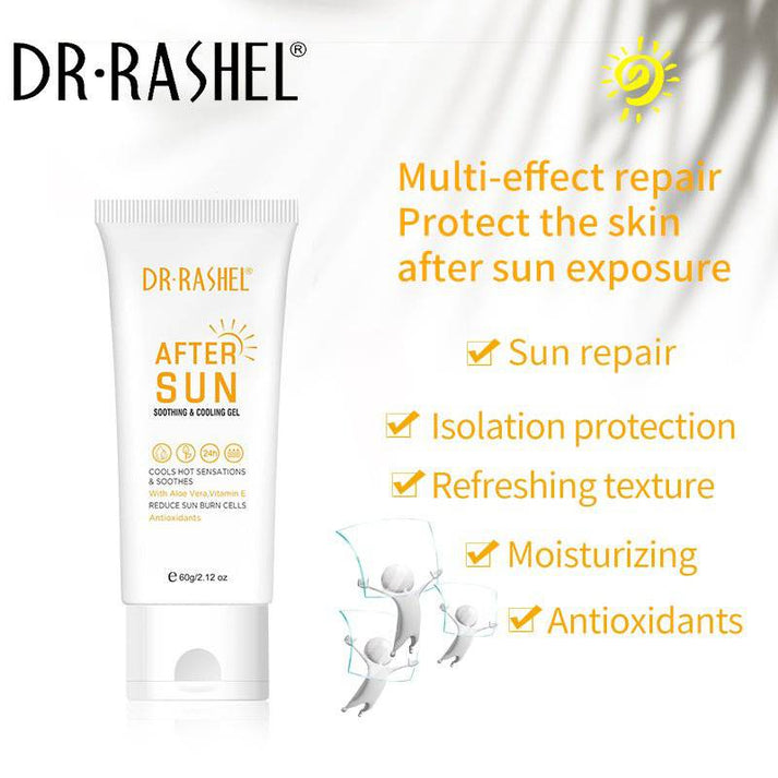 Aloe Vera After Sun Gel by DR RASHEL - Soothing Cooling Relief with Vitamin E, 60g - MAT Beauty
