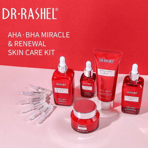 DR RASHEL AHA BHA Skin Care Set - Pack of 11 Miracle Renewal Facial Care Kit - MAT Beauty