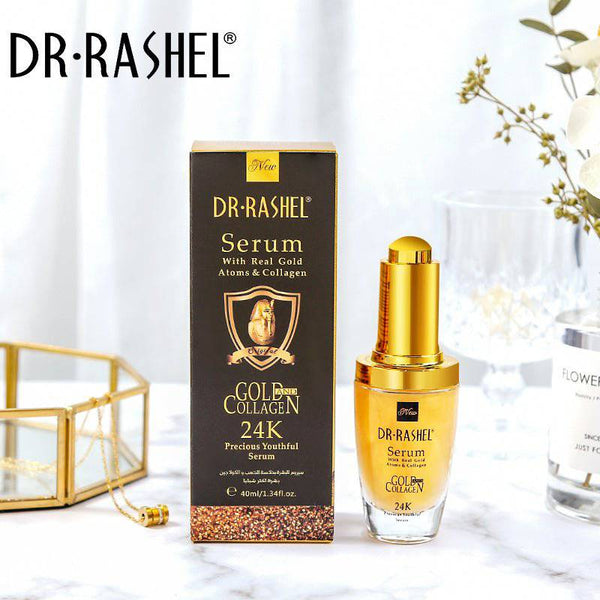 DR RASHEL 24K Gold Collagen Primer - Real Gold Atoms Ampoule, Anti-Wrinkle Hyaluronic Acid Face Whitening Serum - MAT Beauty