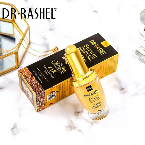 DR RASHEL 24K Gold Collagen Primer - Real Gold Atoms Ampoule, Anti-Wrinkle Hyaluronic Acid Face Whitening Serum - MAT Beauty