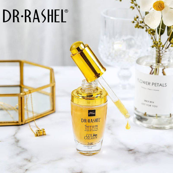 DR RASHEL 24K Gold Collagen Primer - Real Gold Atoms Ampoule, Anti-Wrinkle Hyaluronic Acid Face Whitening Serum - MAT Beauty
