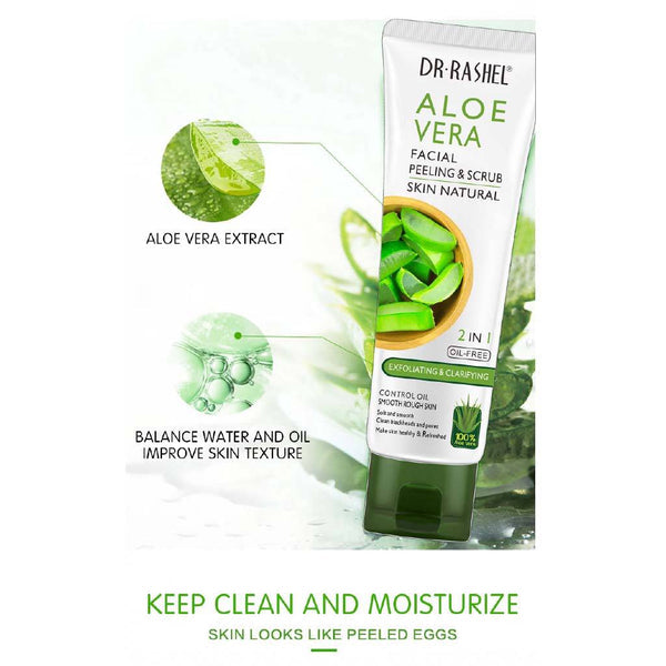 Dr Rashel Aloe Vera Facial Scrub - 2 in 1 Oil-Free Exfoliating & Clarifying Peeling Skin Treatment - MAT Beauty