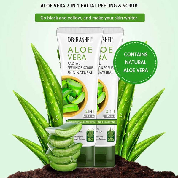 Dr Rashel Aloe Vera Facial Scrub - 2 in 1 Oil-Free Exfoliating & Clarifying Peeling Skin Treatment - MAT Beauty