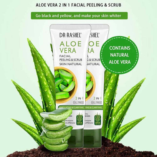 Dr Rashel Aloe Vera Facial Scrub - 2 in 1 Oil-Free Exfoliating & Clarifying Peeling Skin Treatment - MAT Beauty