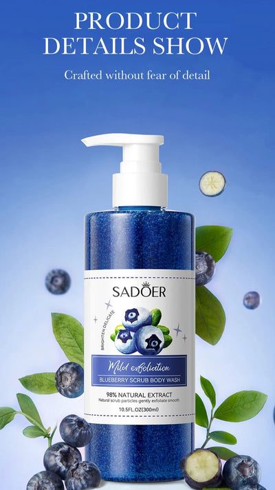 SADOER Blueberry Scrub Body Wash - Hydrating Exfoliating Lightening Shower Gel 300ml - SD57126 - MAT Beauty